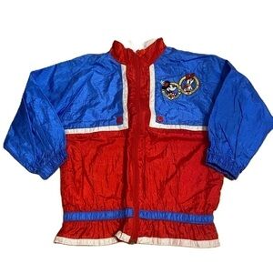 Vintage Disney Minnie Daisy Wind Breaker Jacket Sz 6 1990s Blue Red Snap Button